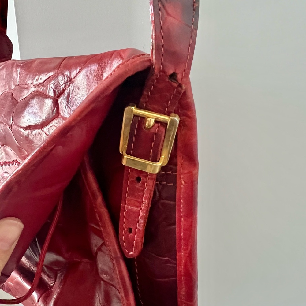 Carlos Falchi Exotic Leather Red Crossbody Bag - Picture 5 of 12
